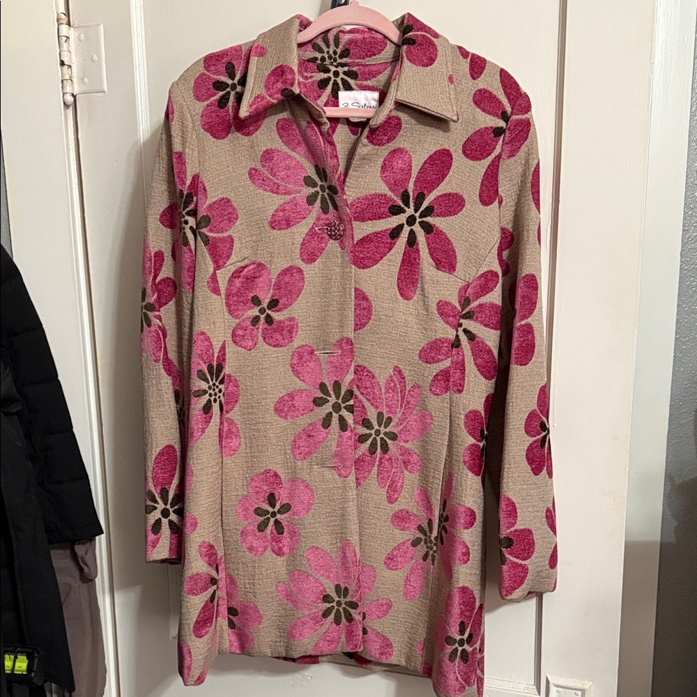 3 Sisters Beige and Pink Floral Blazer